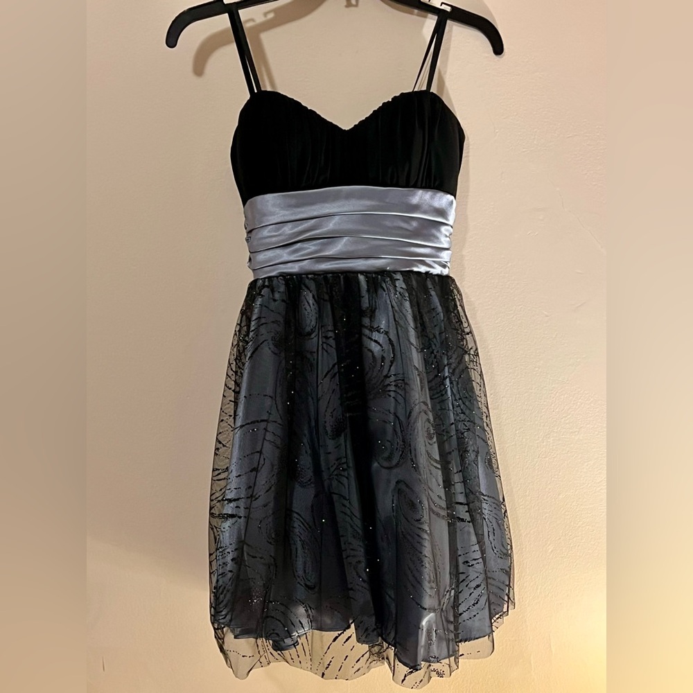 Blondie Nites Black and Silver Formal Kids Dress